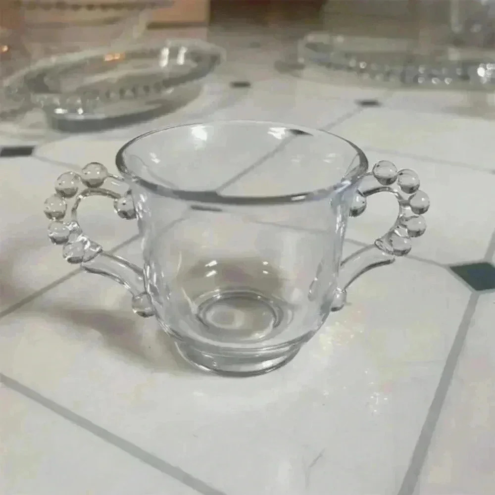 Vintage Imperial Glass Candlewick Footed Sugar Bowl w/ Beaded Handles